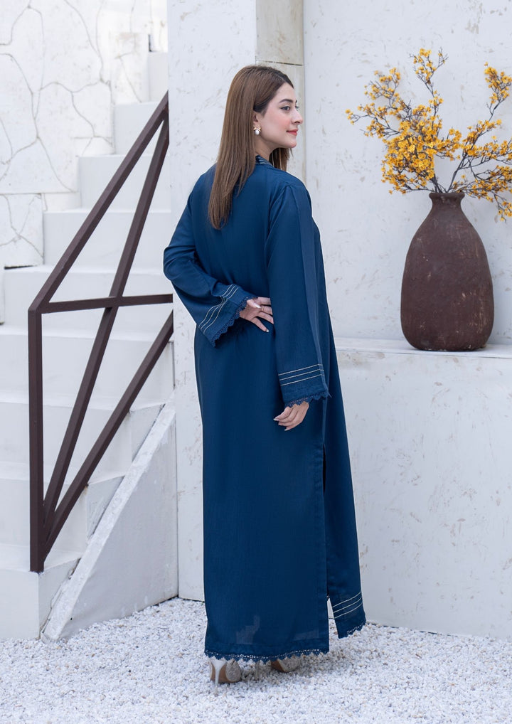 2Pc Silk Viscose Kaftan Teal Blue JUPITER-S26-0004
