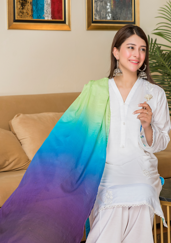 3Pc Embroidered Cotton Lawn with Ombre Printed Lawn Dupatta OMBRE-O25-0001
