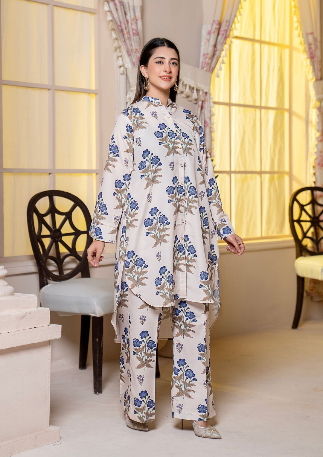 2Pc Digital Print Arabic Silk Lawn Gulmeena-G26-0015