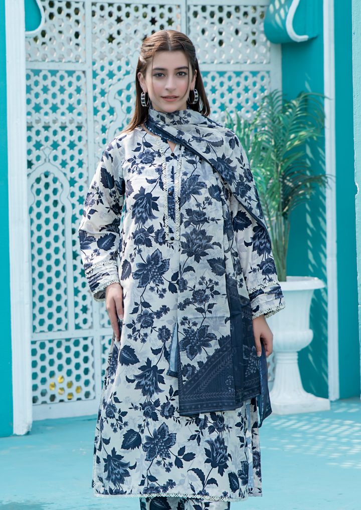 3Pc Printed Arabic Silk Lawn FATAH-F25-0013