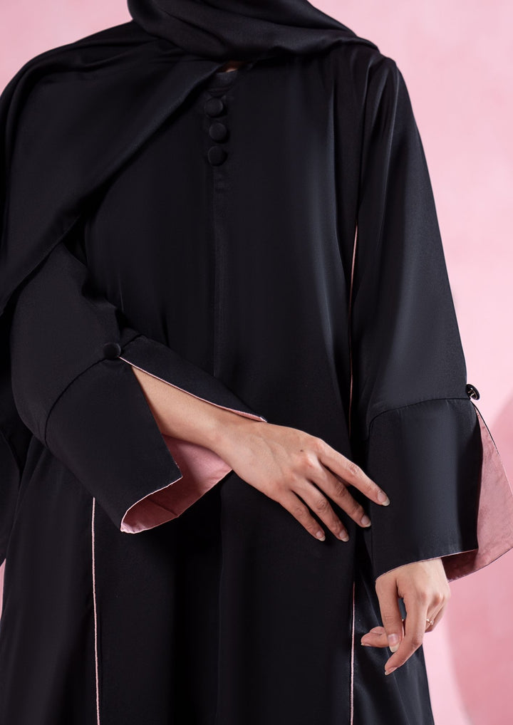 Noir Piped Flare Abaya ABL-A26-0001