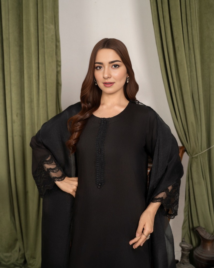 3Pc Embroidered Silk Viscose with Farshi Shalwar FATAH-F25-0018