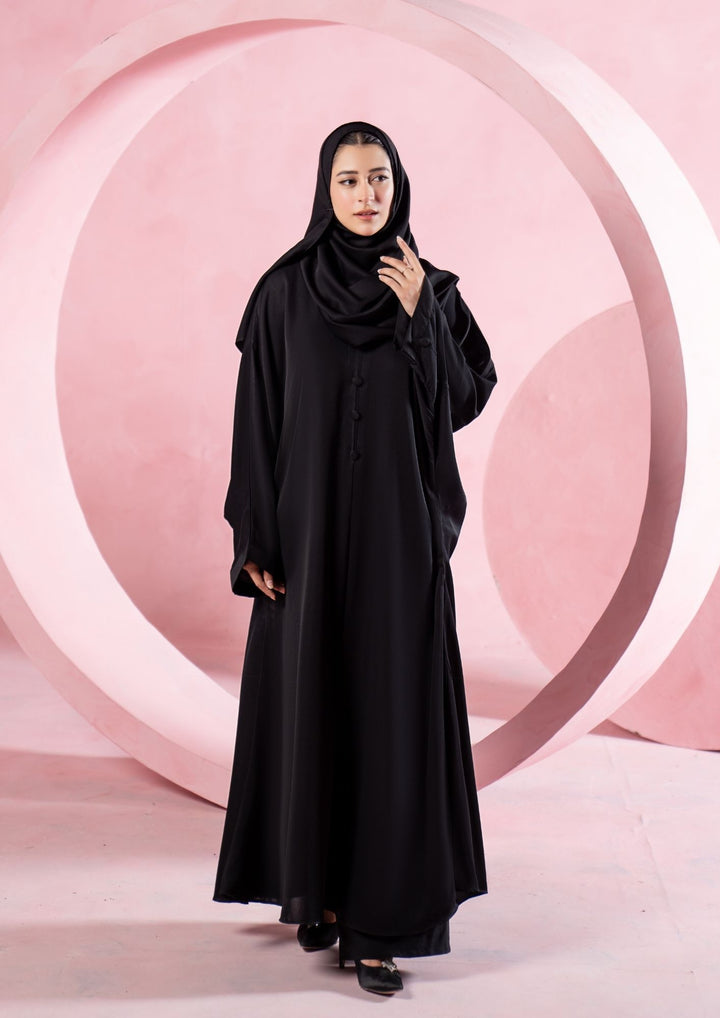Noir Button Flow Abaya ABL-A26-0008