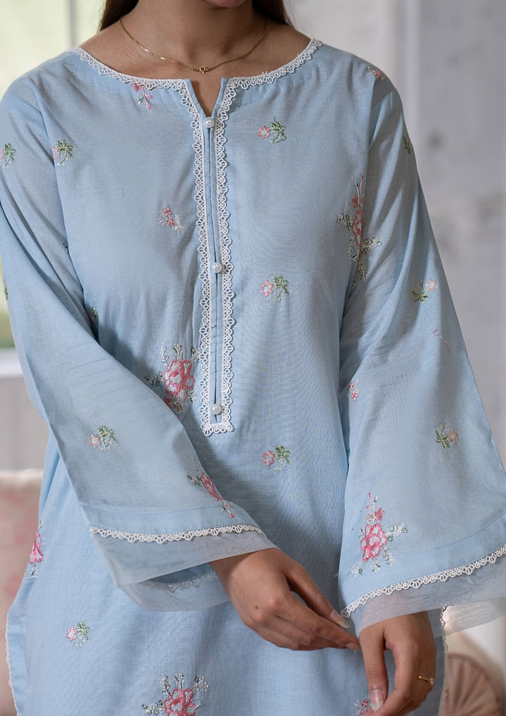 3Pc Multi Embroidered Lawn with Chiffon Dupatta Sky Blue RIW-R26-0039