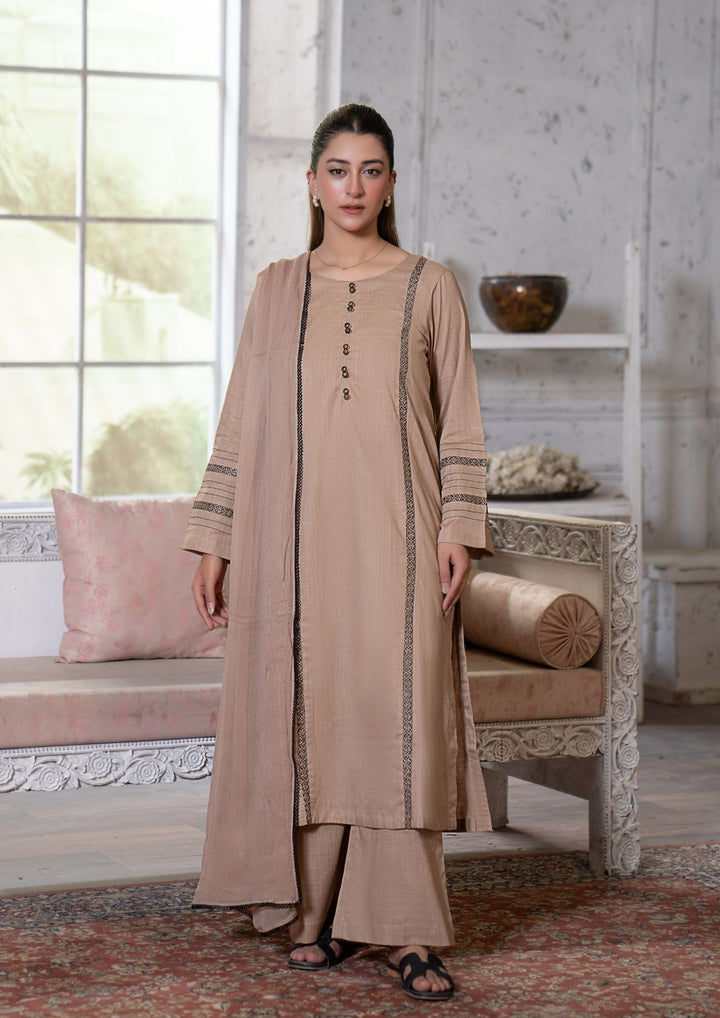 3Pc Lawn Beige with Chiffon Dupatta MONO-M26-0010