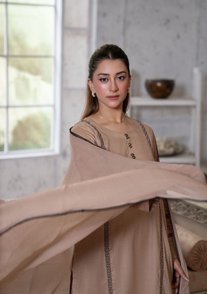 3Pc Lawn Beige with Chiffon Dupatta MONO-M26-0010