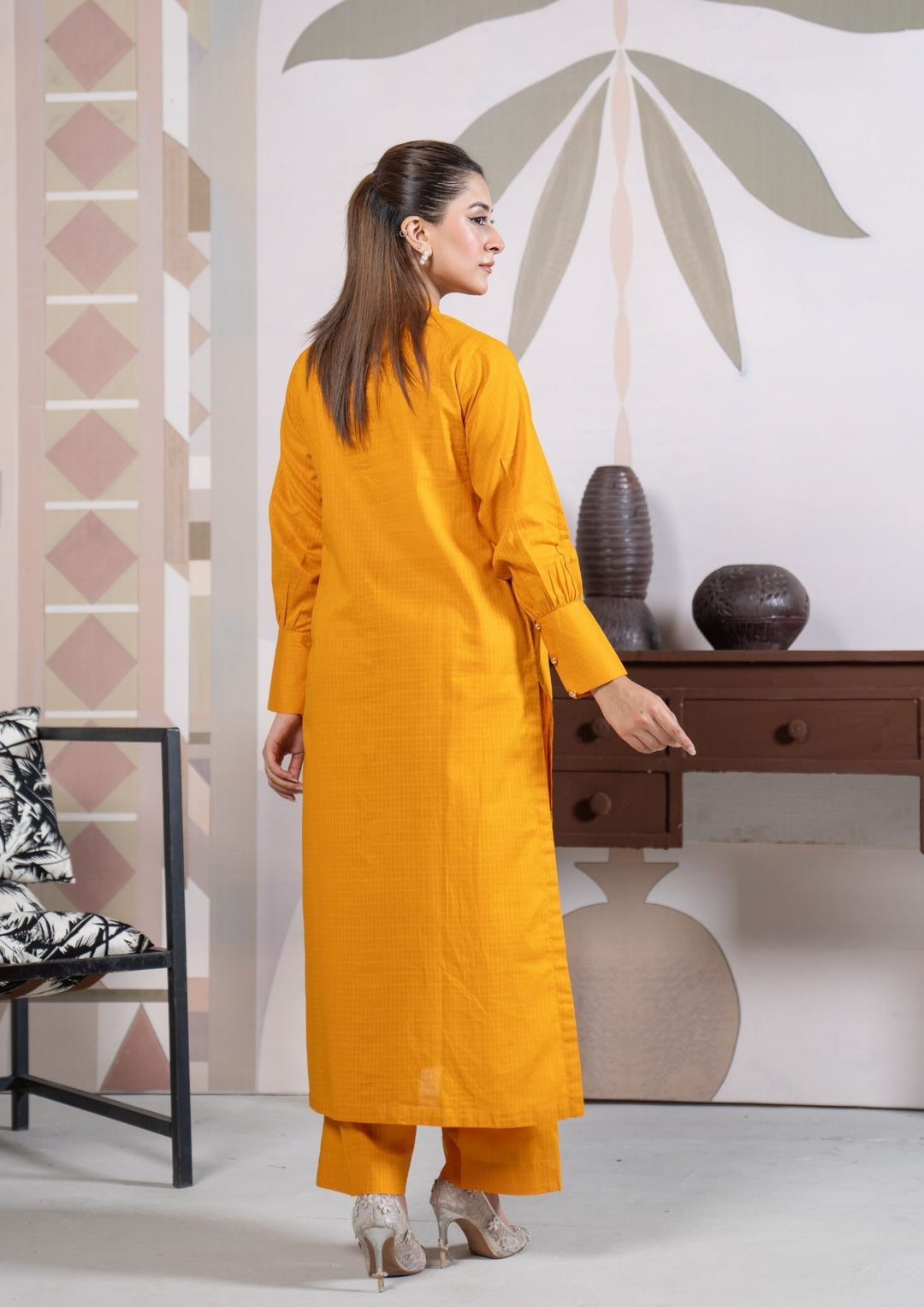 2Pc Cotton Lawn Mustard ROZ-R26-0003