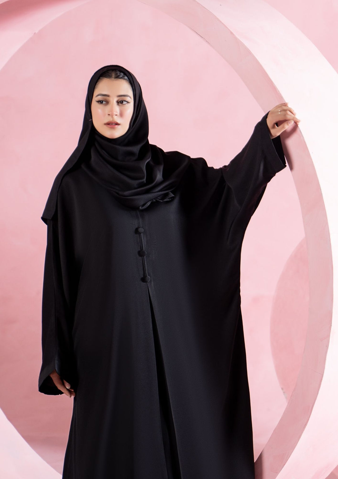 Noir Button Flow Abaya ABL-A26-0008