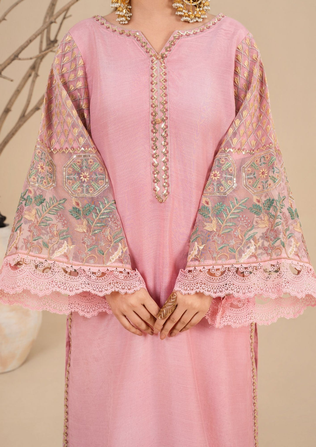 3Pc Embroidered Silk Viscose Blush Pink JASHAN-J26-0018