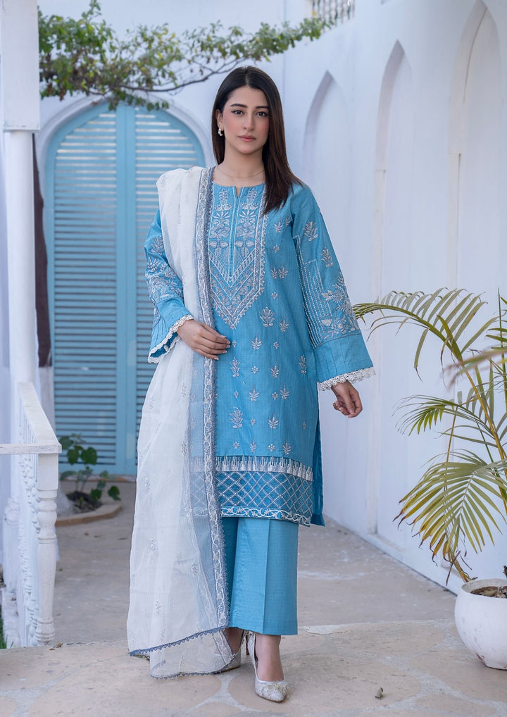 3Pc Embroidered Lawn with Check Organza Dupatta SUM-M26-0001