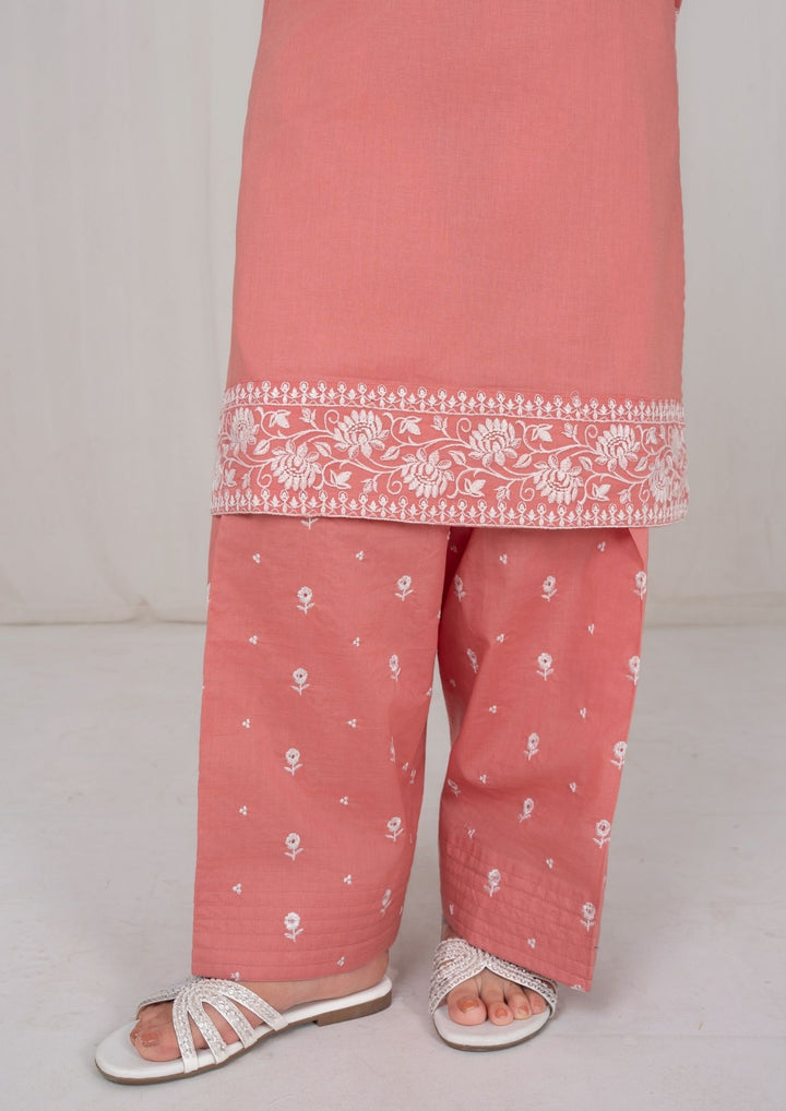 3Pc Peach Embroidered Lawn with Chiffon Dupatta RIW-R26-0008