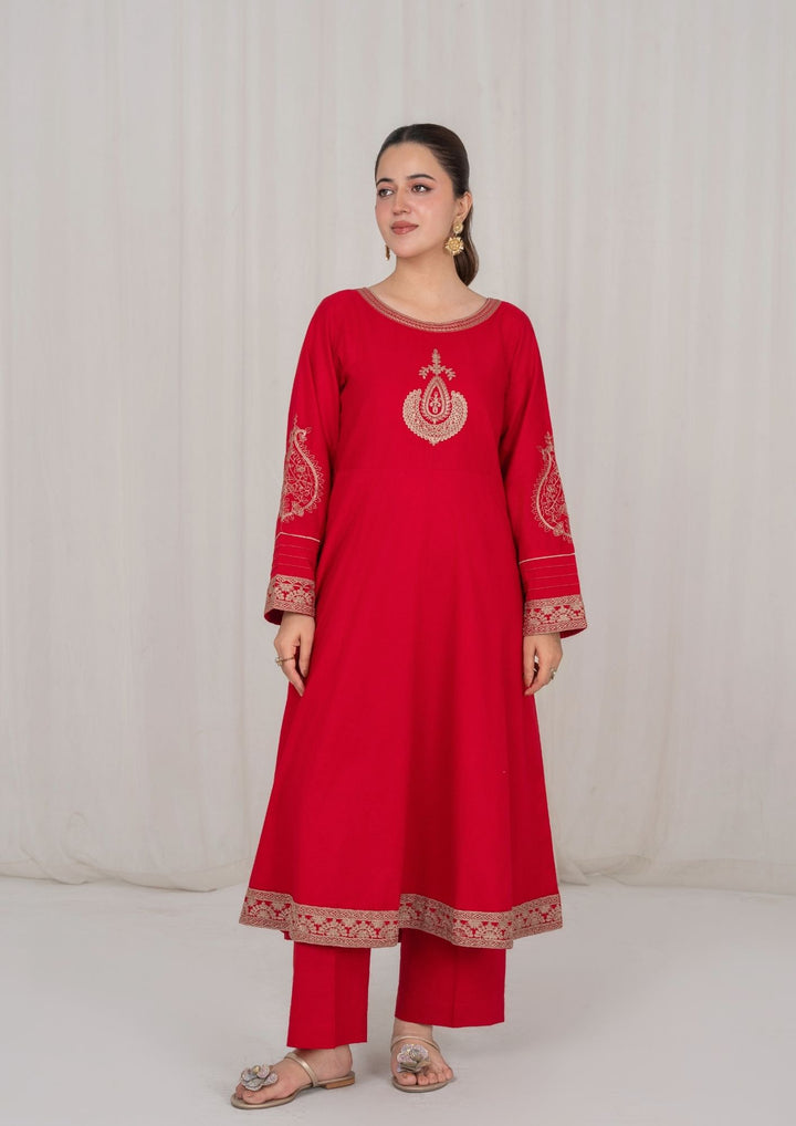2Pc Red Embroidered Lawn RIW-R26-0009