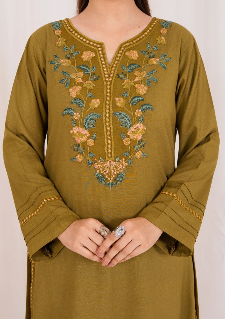 3pc Embroidered Rib Karandi with Embroidered Border Shawl AML-W25-0025