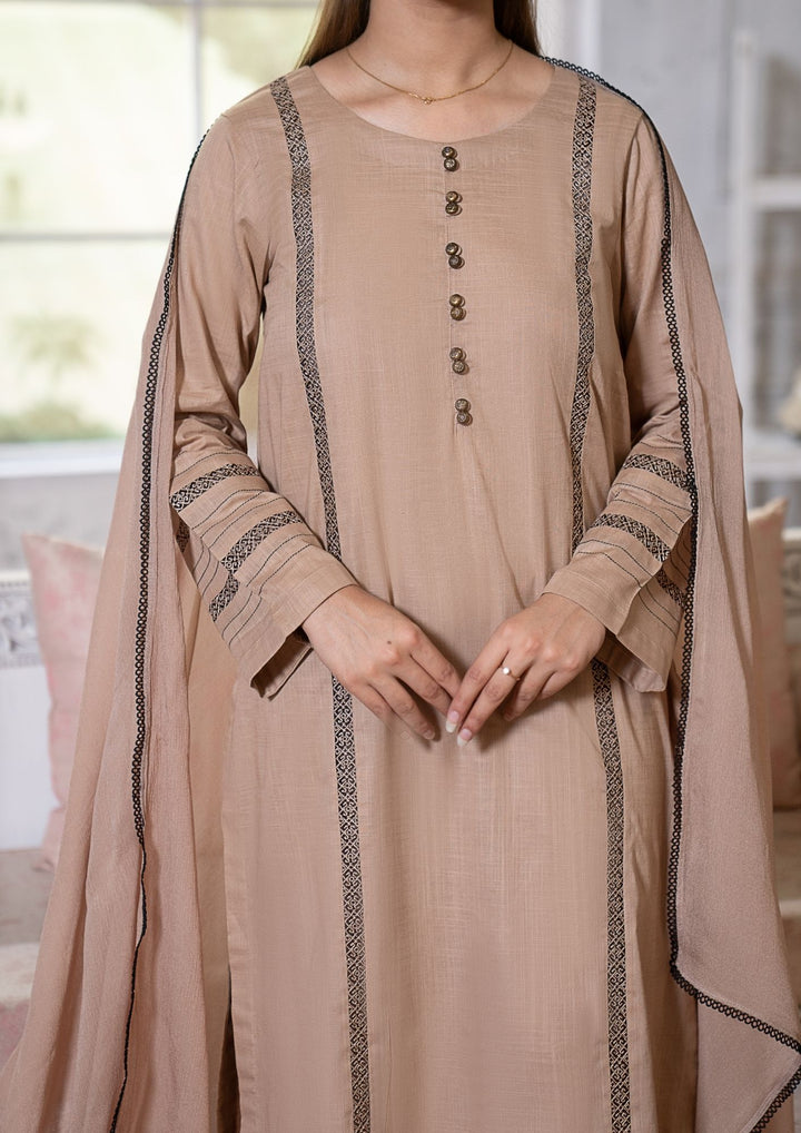 3Pc Lawn Beige with Chiffon Dupatta MONO-M26-0010