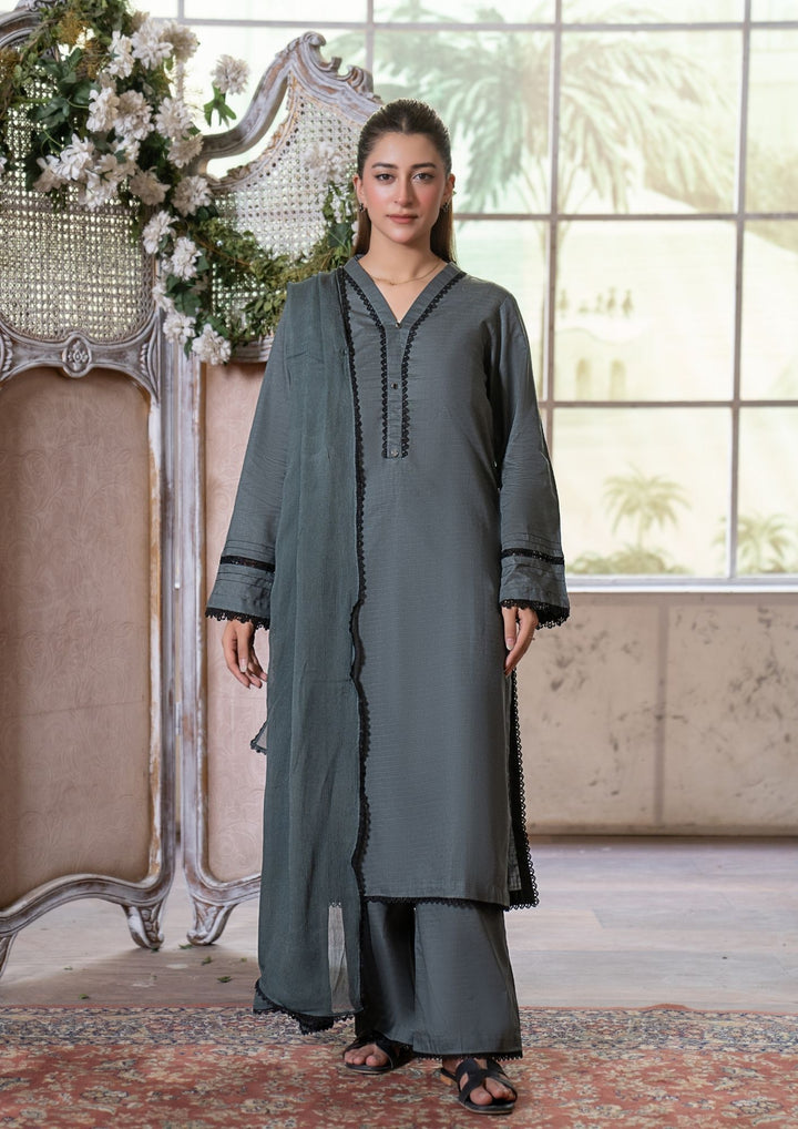3Pc Lawn Grey with Chiffon Dupatta MONO-M26-0011
