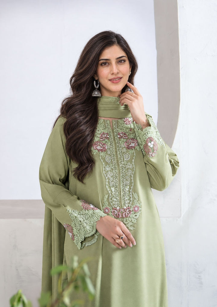 3Pc Embroidered Alpine Karandi Pistachio SAY-W26-0010