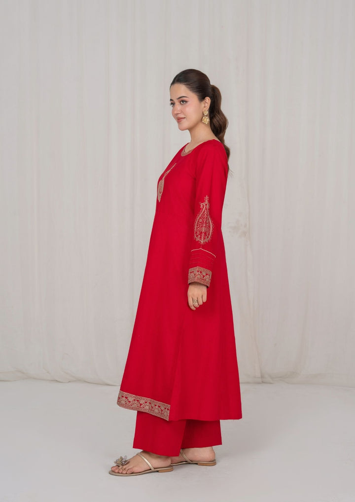 2Pc Red Embroidered Lawn RIW-R26-0009