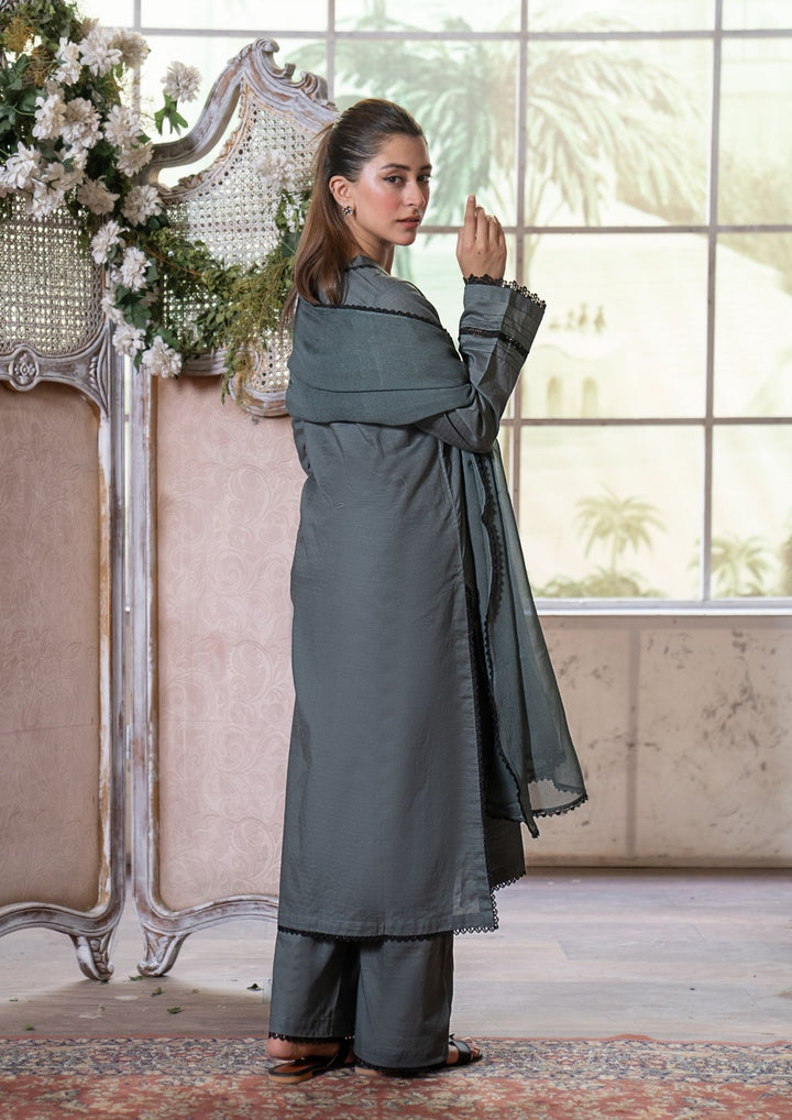 3Pc Lawn Grey with Chiffon Dupatta MONO-M26-0011
