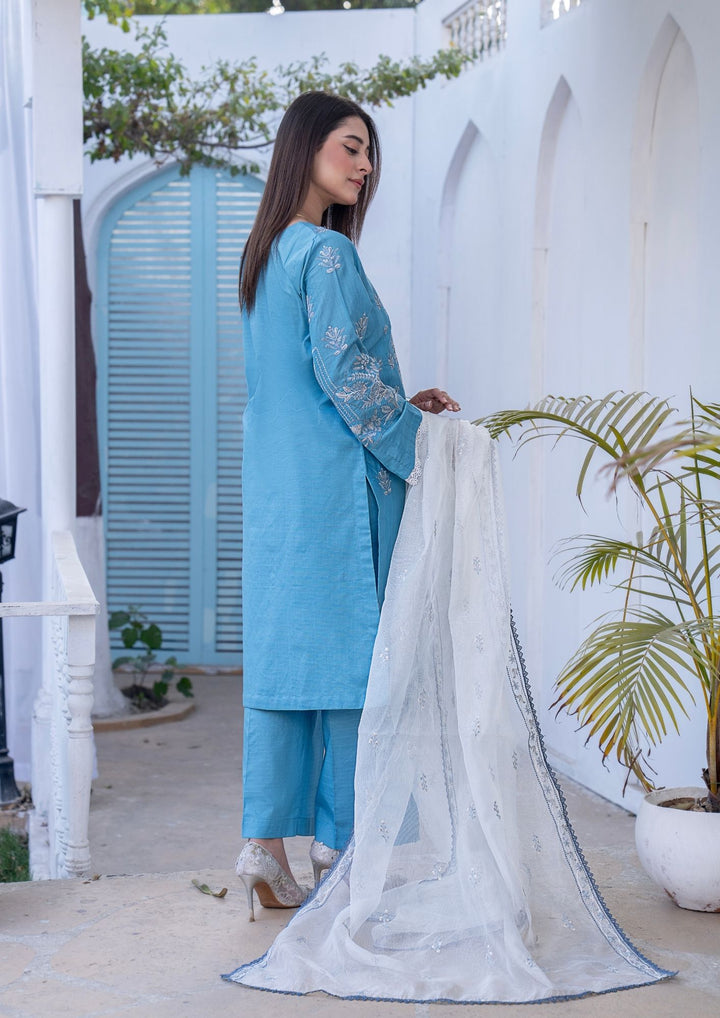 3Pc Embroidered Lawn with Check Organza Dupatta SUM-M26-0001