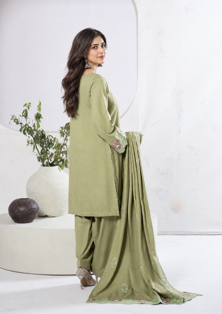 3Pc Embroidered Alpine Karandi Pistachio SAY-W26-0010