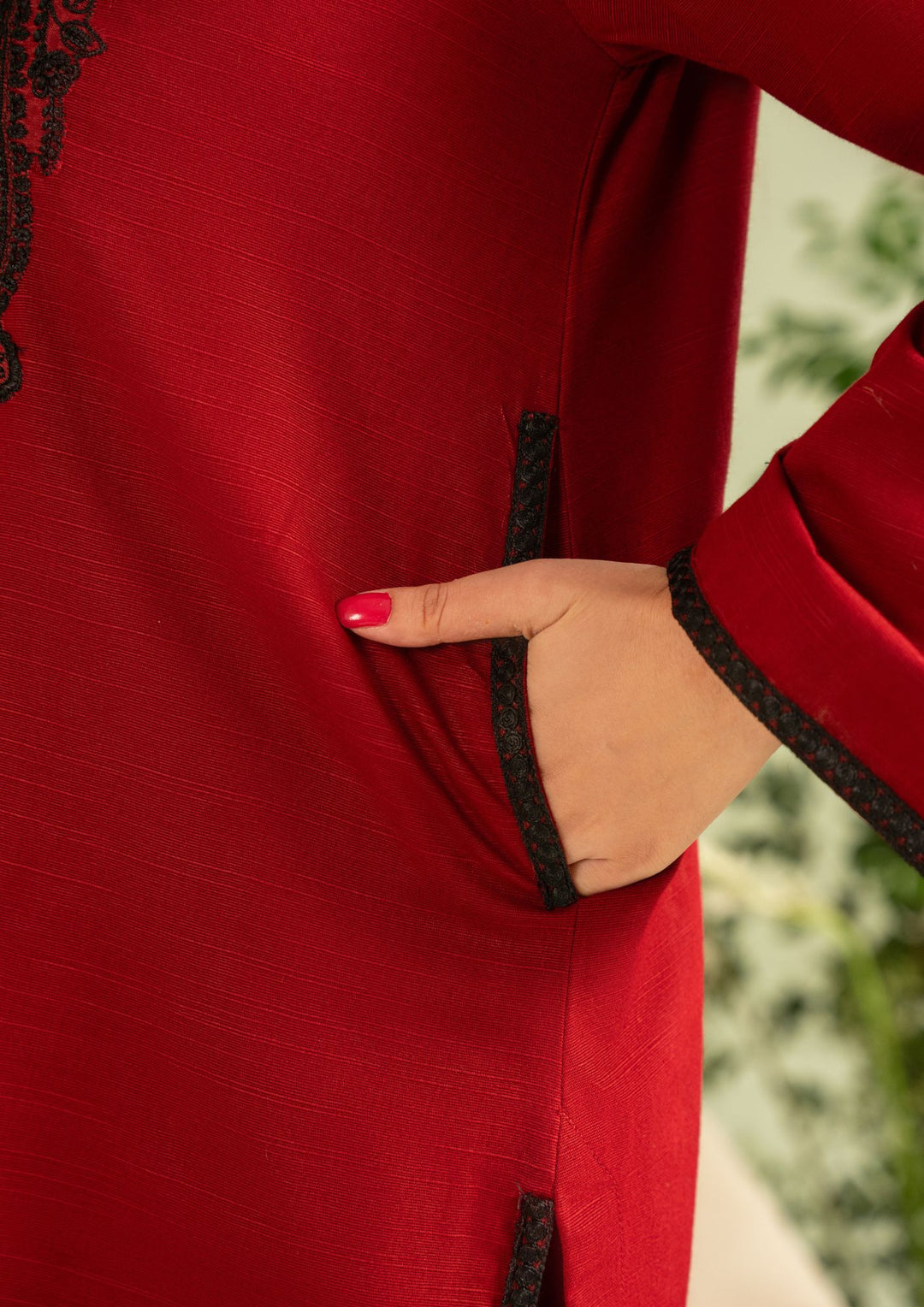 2pc Embroidered Khaddar with Farshi Shalwar Maroon AML-W25-0051