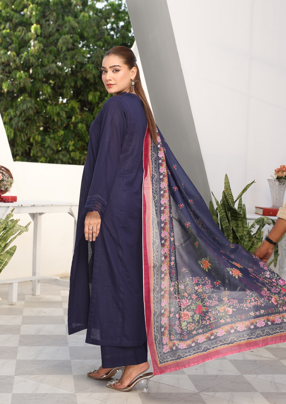 3Pc Jacquard Lawn with Slub Monark Dupatta MONARK-R24-0004