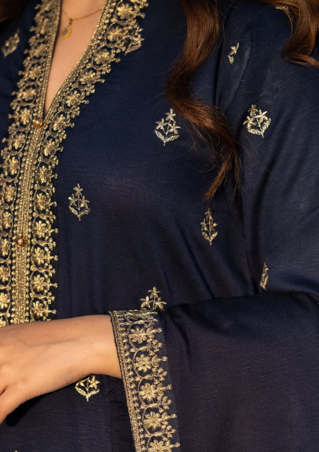 3Pc Tilla Embroidered Alpine with Tilla Embroidered Border Shawl W24-TIL-0014