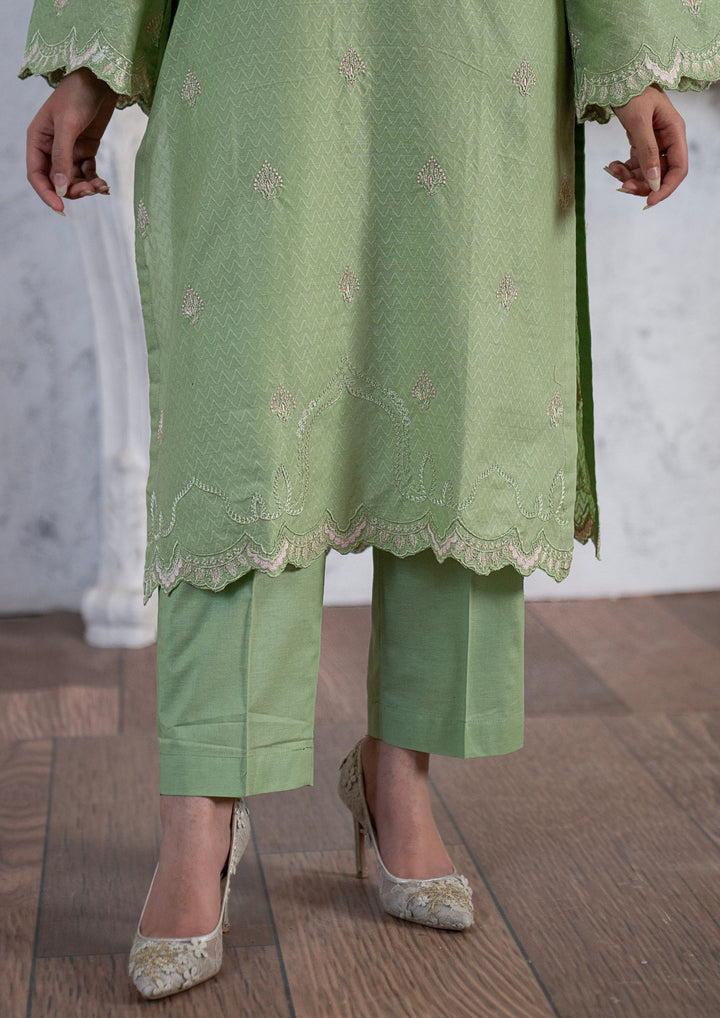 3Pc Multi Embroidered Lawn with Chiffon Dupatta Pistachio RIW-R26-0046