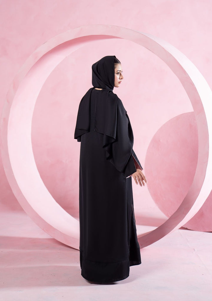 Noir Piped Flare Abaya ABL-A26-0001