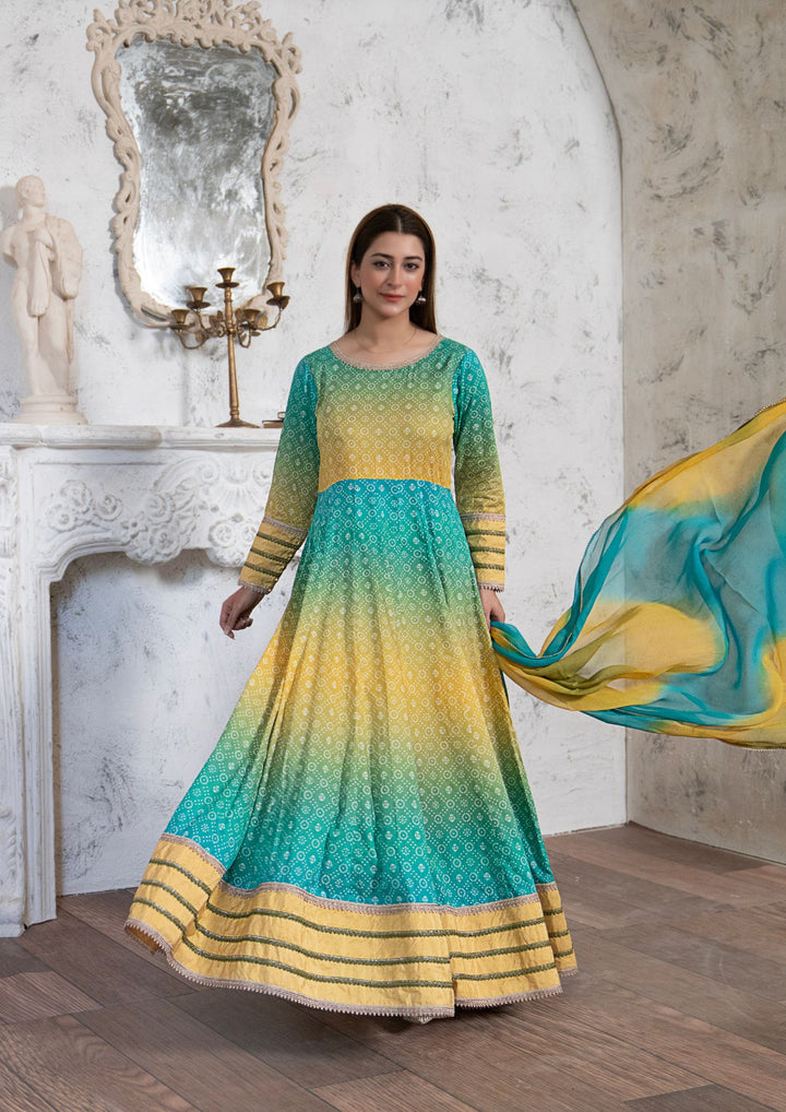 2Pc Chunri Digital Print Lawn Frock with Tie & Dye Chiffon Dupatta RIW-R26-0026