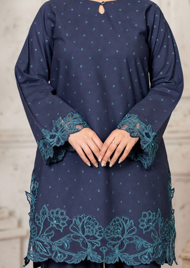 2Pc Multi Embroidered Khaddar Teal Blue SAY-W26-0028