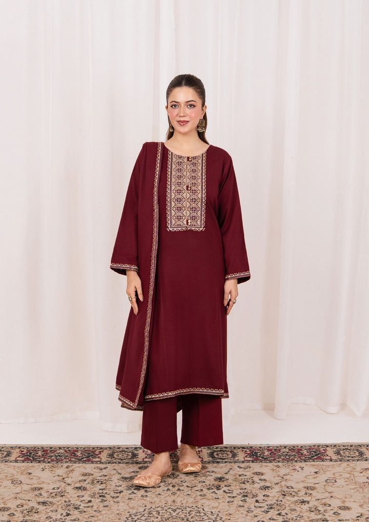 3pc Embroidered Alpine with Embroidered Border Shawl AML-W25-0026
