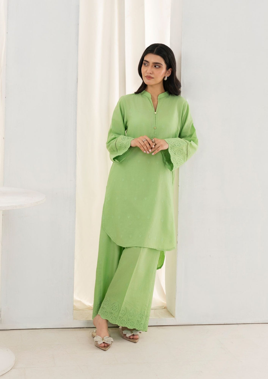 2pc Schiffli Embroidered Set Rozana-S25-0018