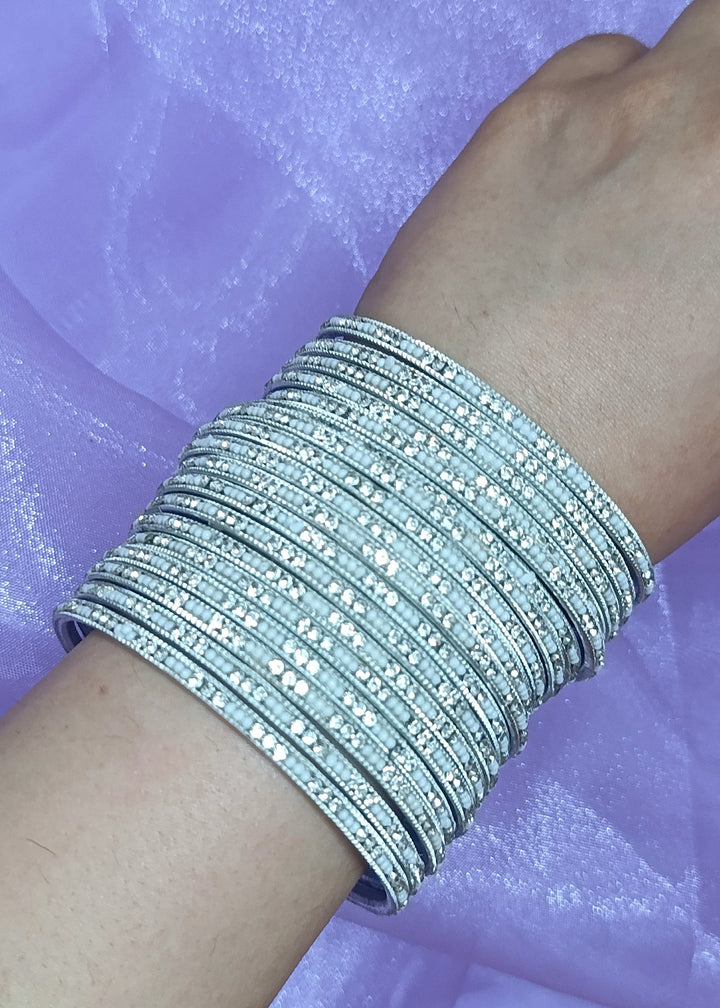 Chaand Wala Safaid Bangles with Crystals PMB-0172