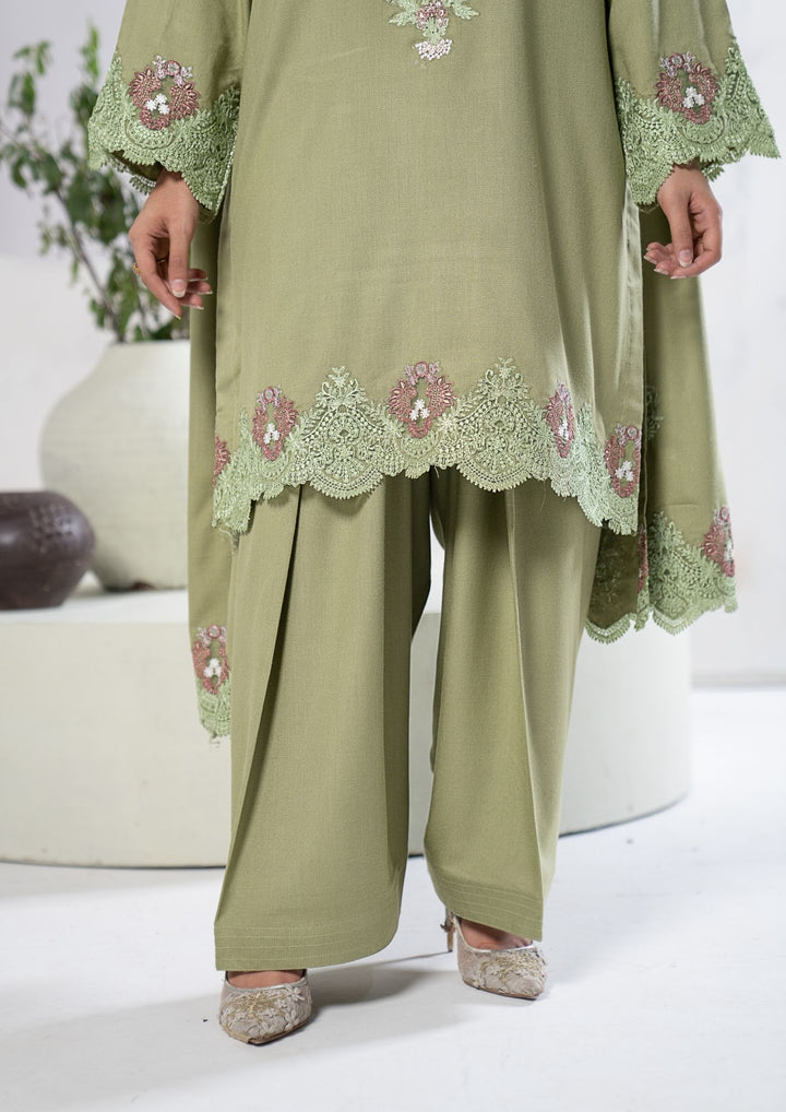3Pc Embroidered Alpine Karandi Pistachio SAY-W26-0010