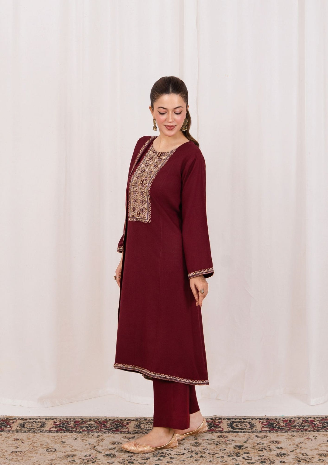 3pc Embroidered Alpine with Embroidered Border Shawl AML-W25-0026