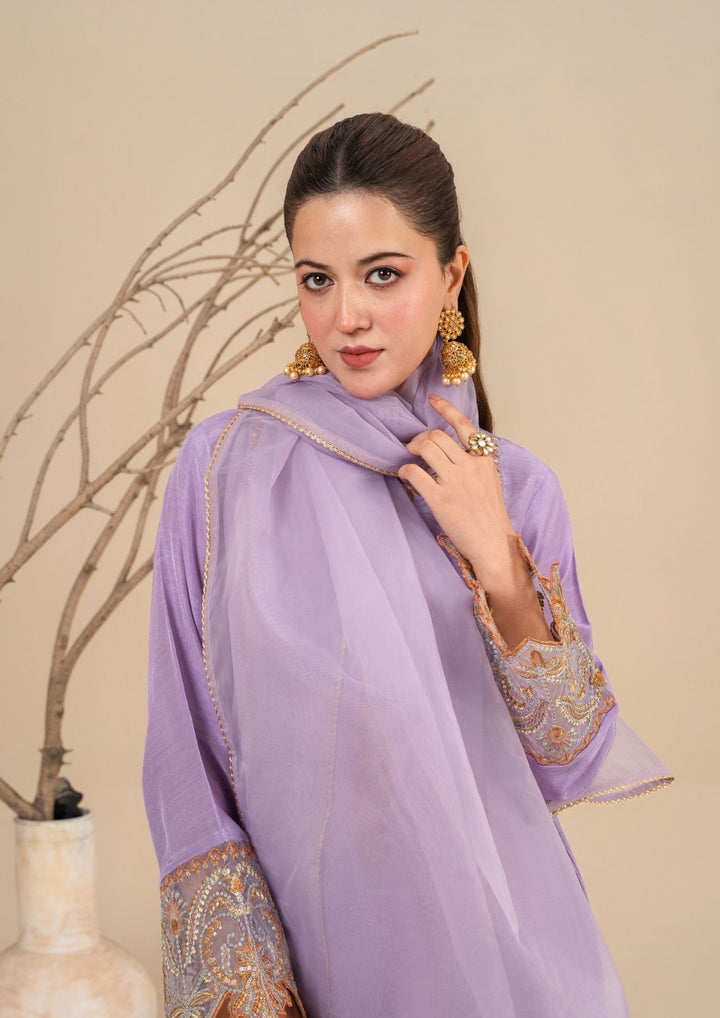 3Pc Embroidered Silk Viscose Lilac JASHAN-J26-0016