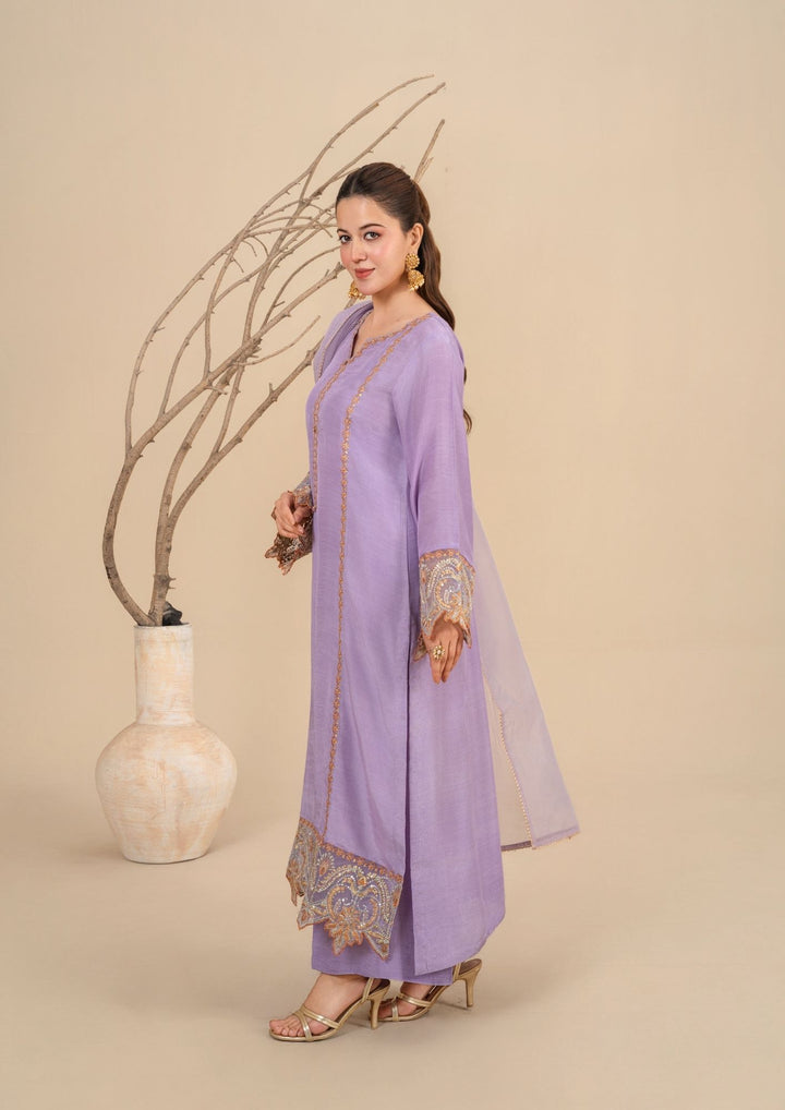 3Pc Embroidered Silk Viscose Lilac JASHAN-J26-0016