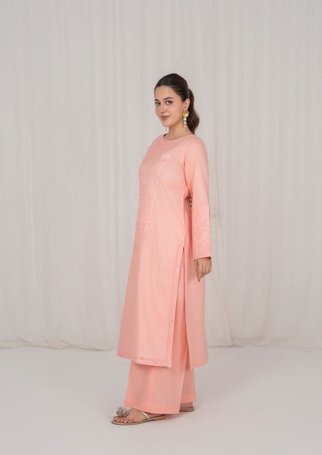2Pc Peach Embroidered Lawn RIW-R26-0010