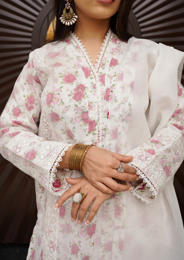 2Pc Double Shirt Embroidered organza with Printed Inner and Organza Dupatta PRINT-J24-0003