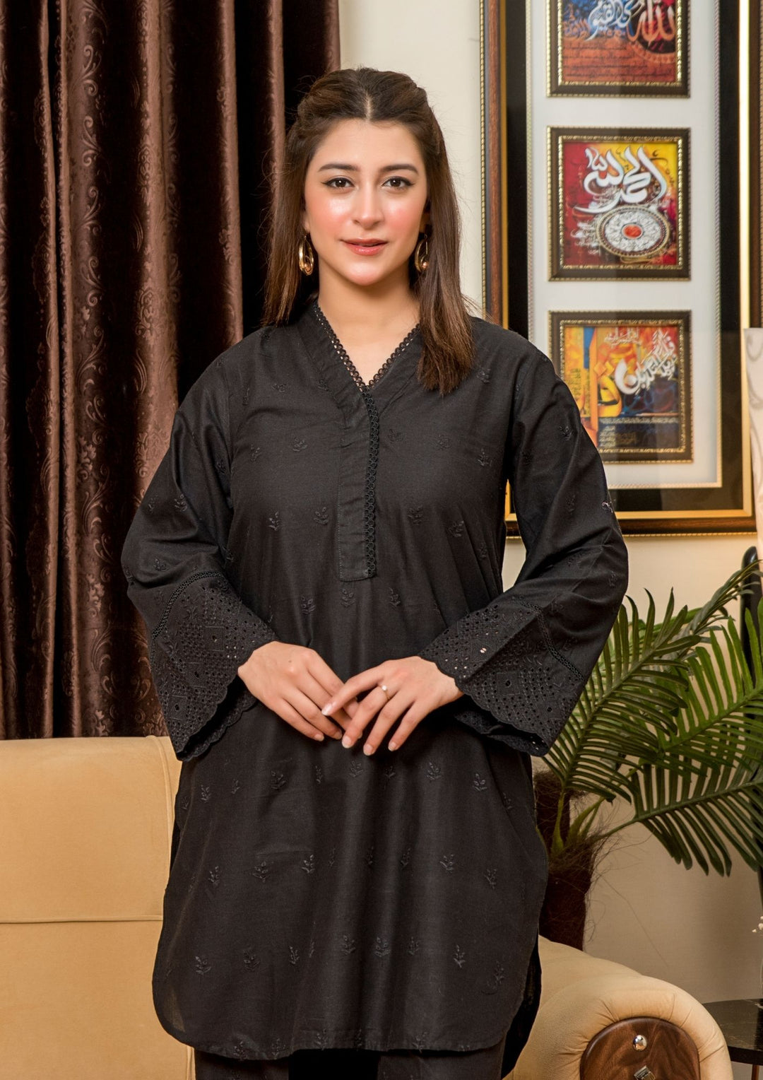 2pc Schiffli Embroidered Set Rozana-S25-0019