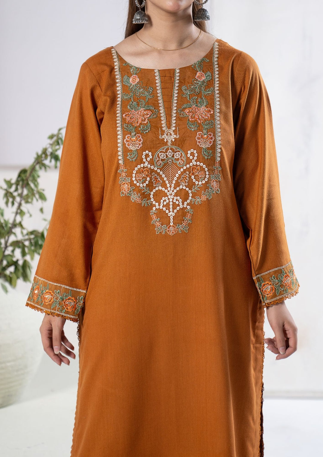 3Pc Embroidered Alpine Karandi Rust SAY-W26-0011
