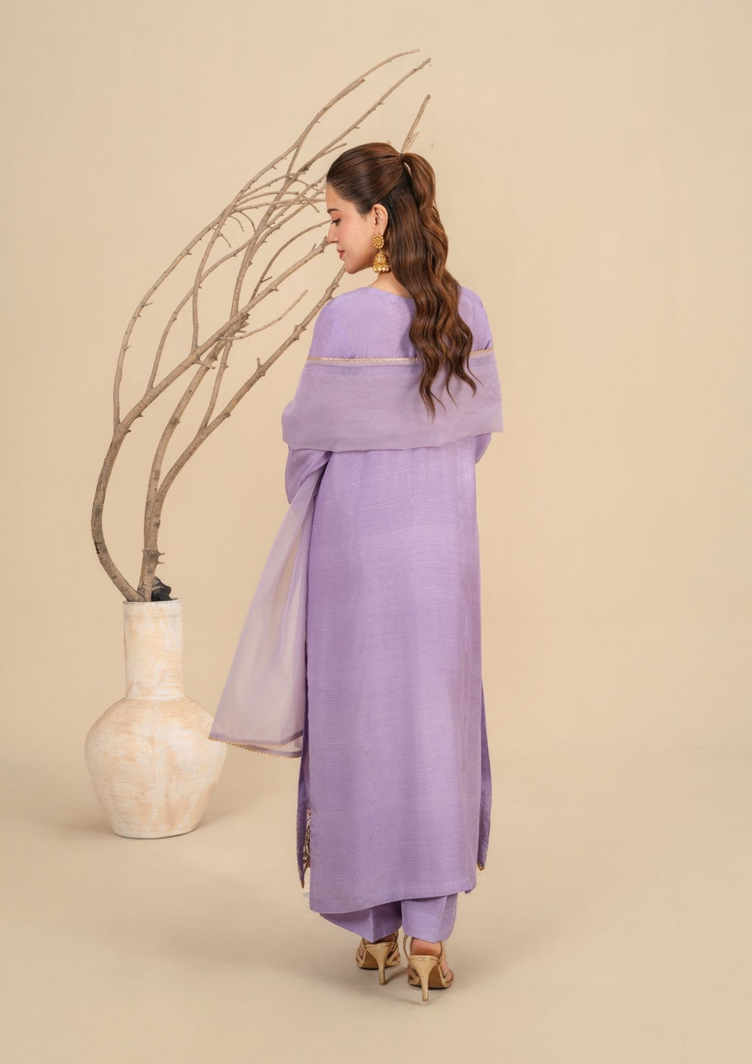 3Pc Embroidered Silk Viscose Lilac JASHAN-J26-0016