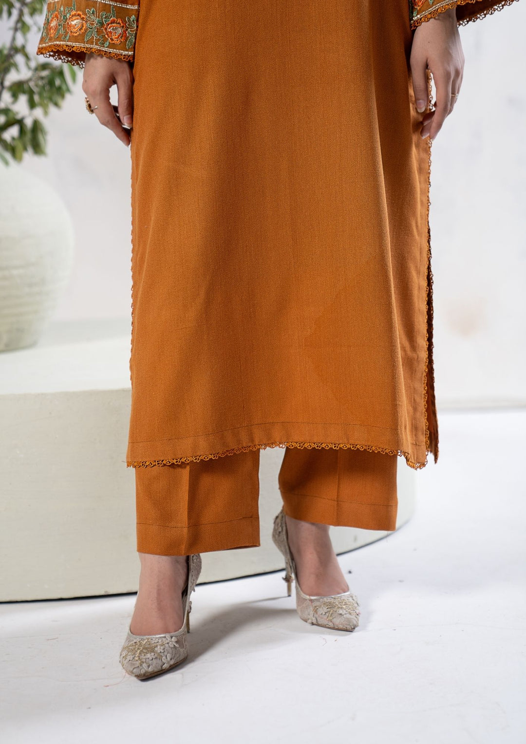 3Pc Embroidered Alpine Karandi Rust SAY-W26-0011
