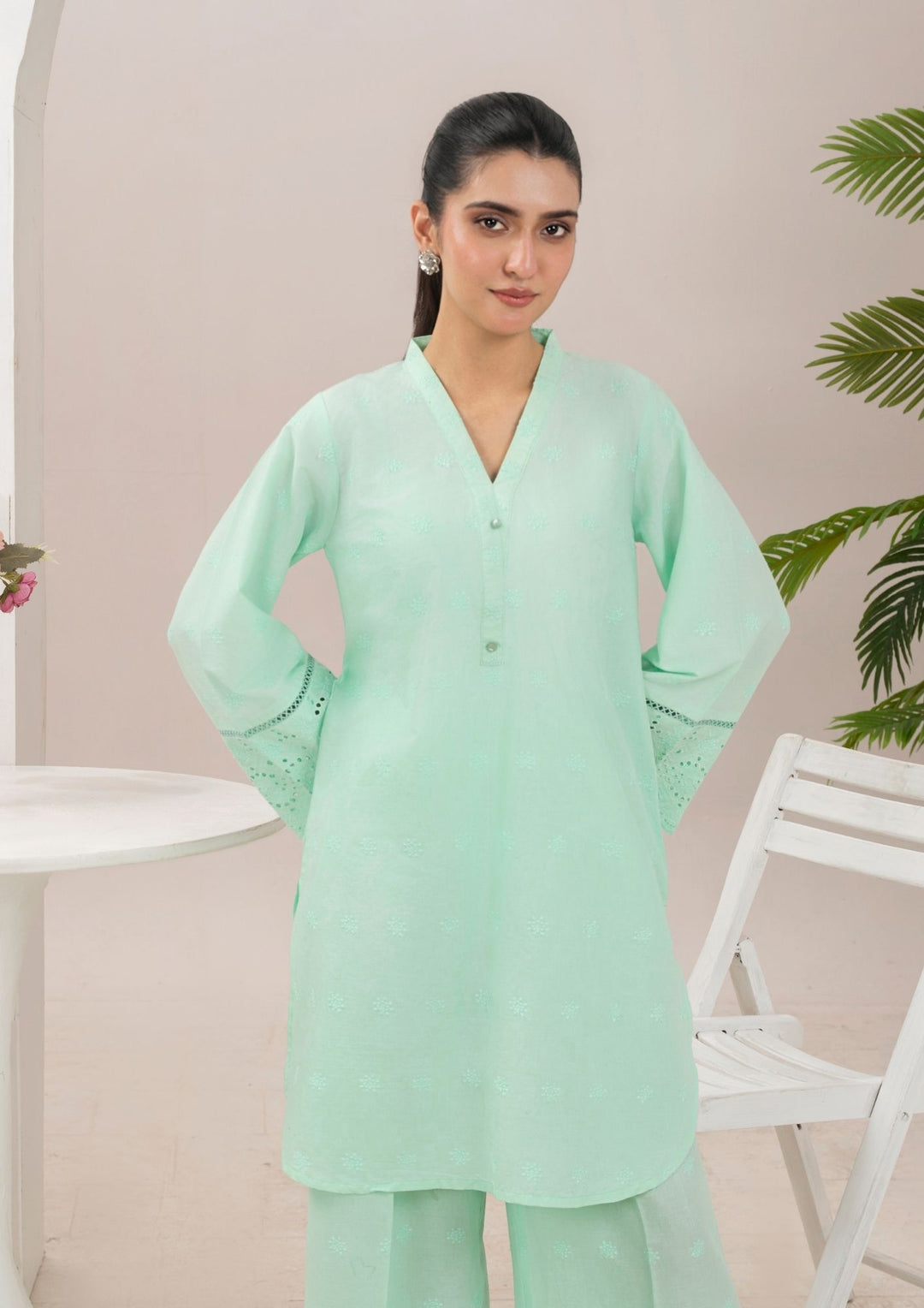 2pc Schiffli Embroidered Set Rozana-S25-0020