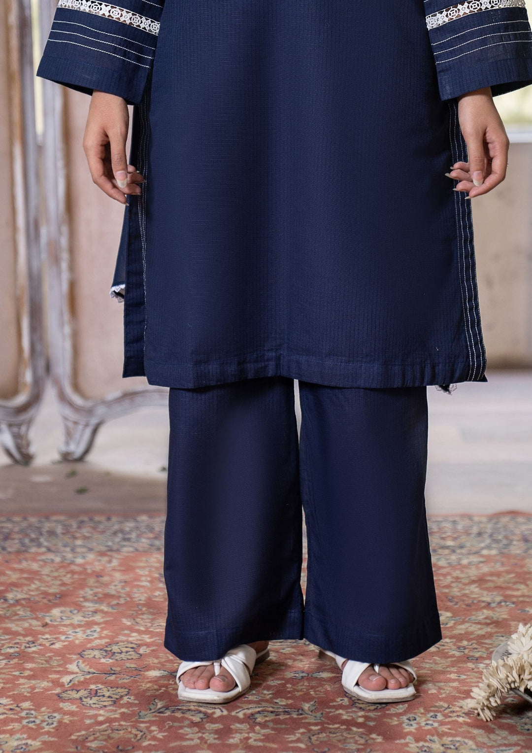 3Pc Lawn Navy with Chiffon Dupatta MONO-M26-0012