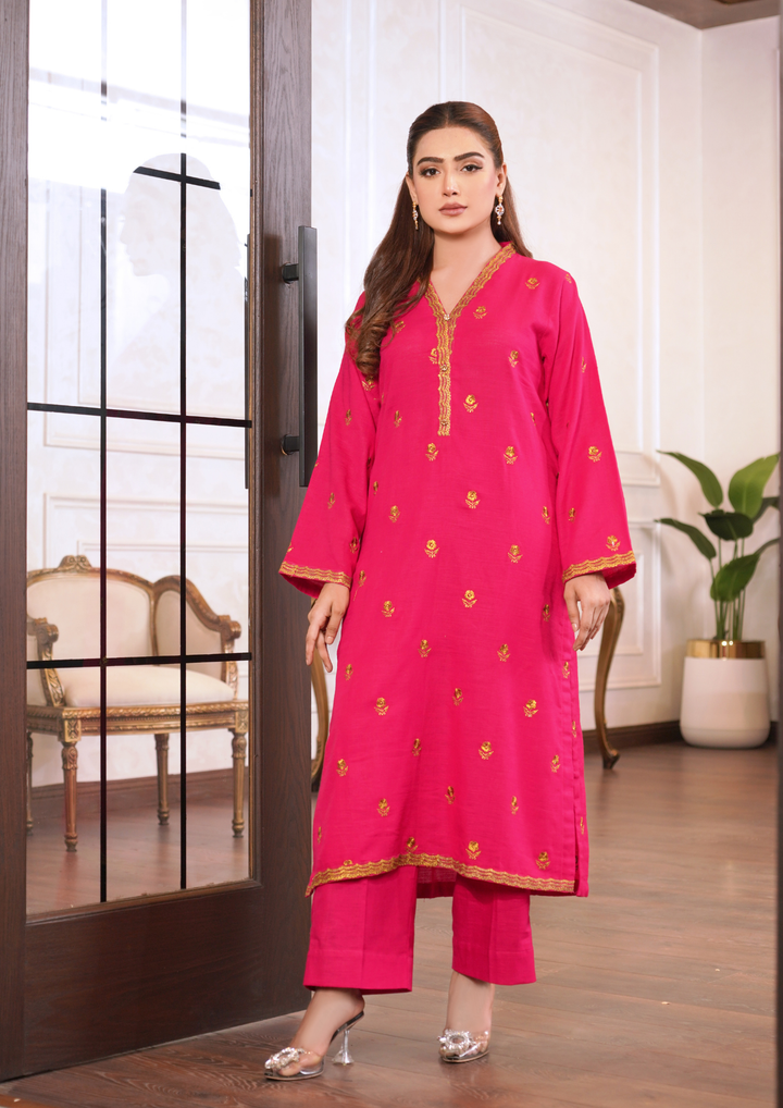 2Pc Tilla Embroidered Slub Khaddar W24-TIL-0004