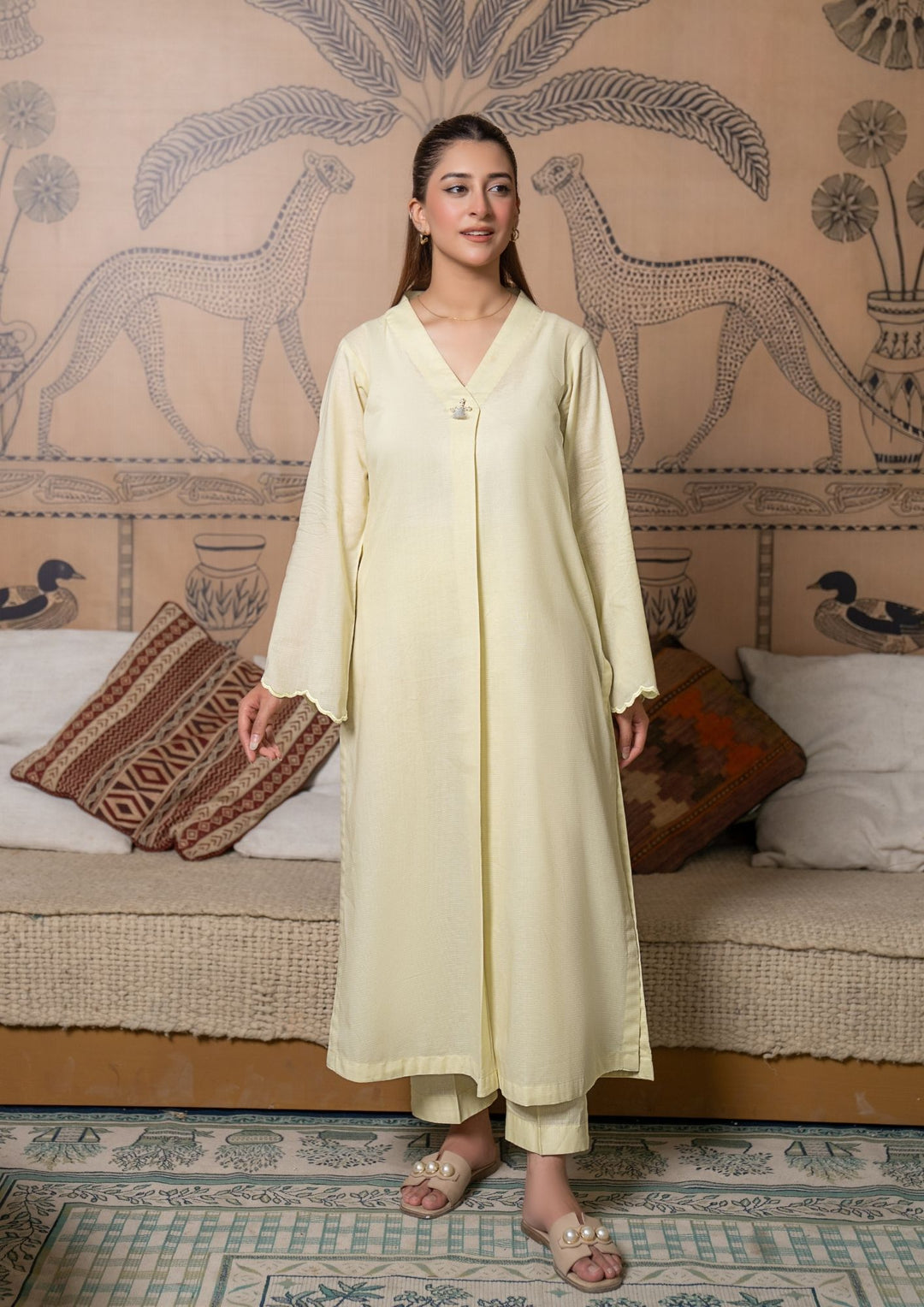 2Pc Cotton Lawn Soft Lemon ROZ-R26-0013
