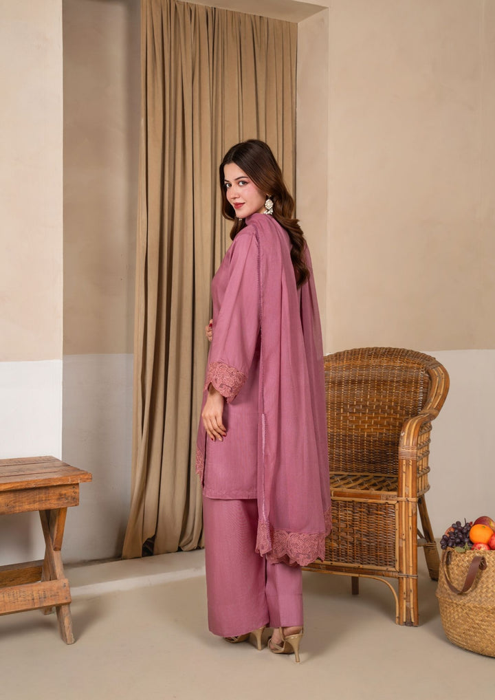 3Pc Embroidered Silk Viscose with Farshi Shalwar Tea Pink JASHAN-J26-0013