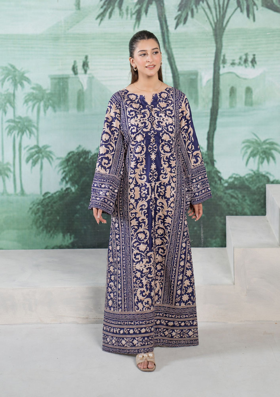 1Pc Digital Print Arabic Lawn Kaftan JUPITER-S26-0009